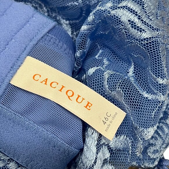 Cacique 46C Blue Lace Smooth Lightly Lined Underwire Bra - Picture 4 of 5